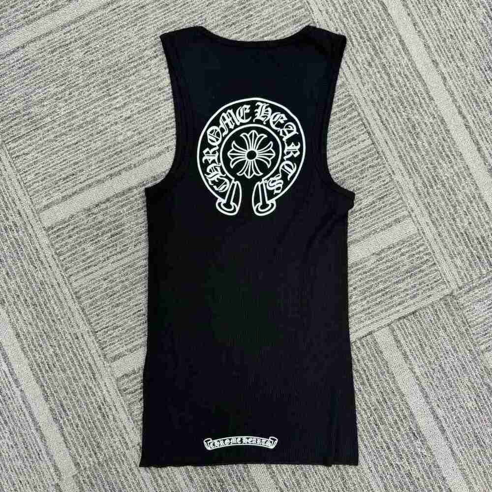 ⭐Chrome Hearts Horseshoe Print Black Ribbed Slim Fit Tank Top - Picture 5 of 5